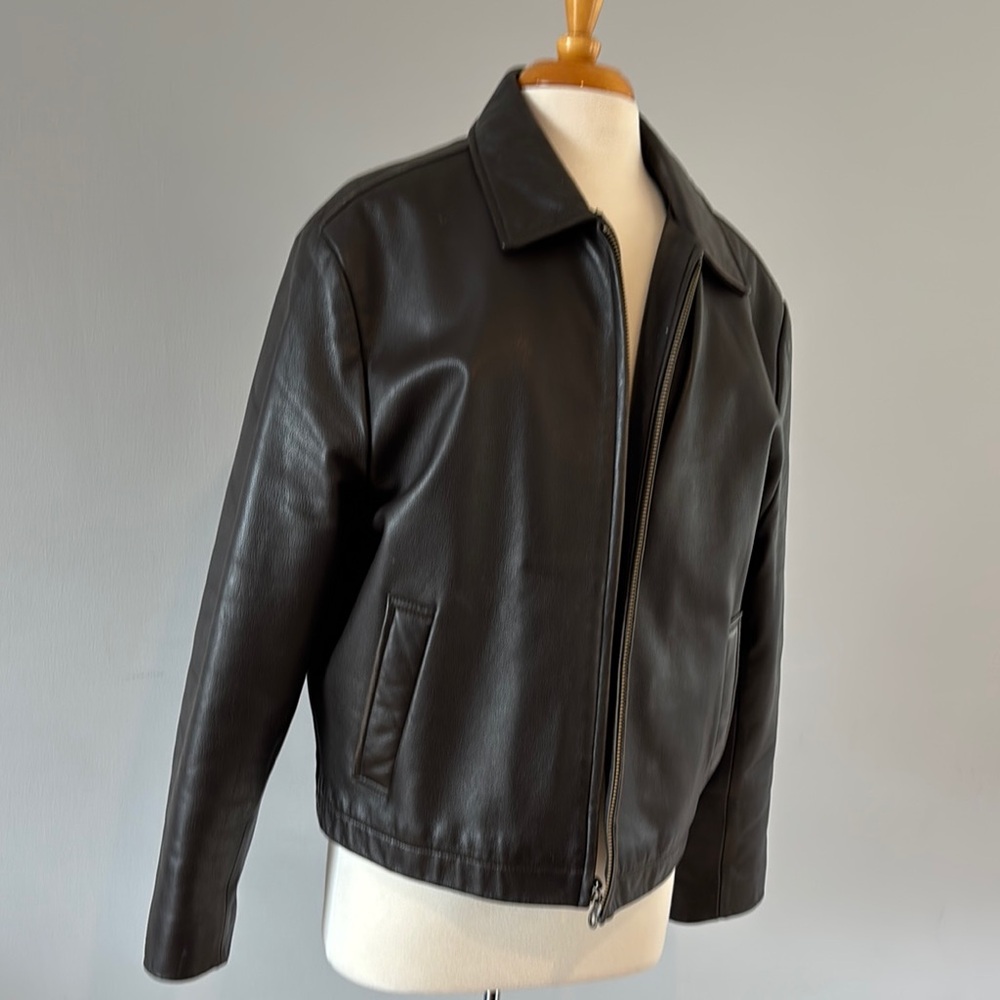 Oversized Brown Leather Jacket